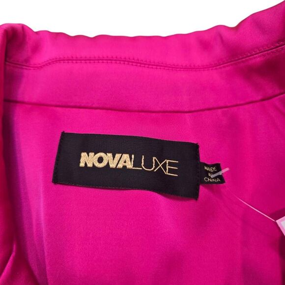 Nova Luxe Blazer Women's Medium‎ Hot Pink Long Sleeve Notch Lapel O-Ring Detail - Picture 4 of 8
